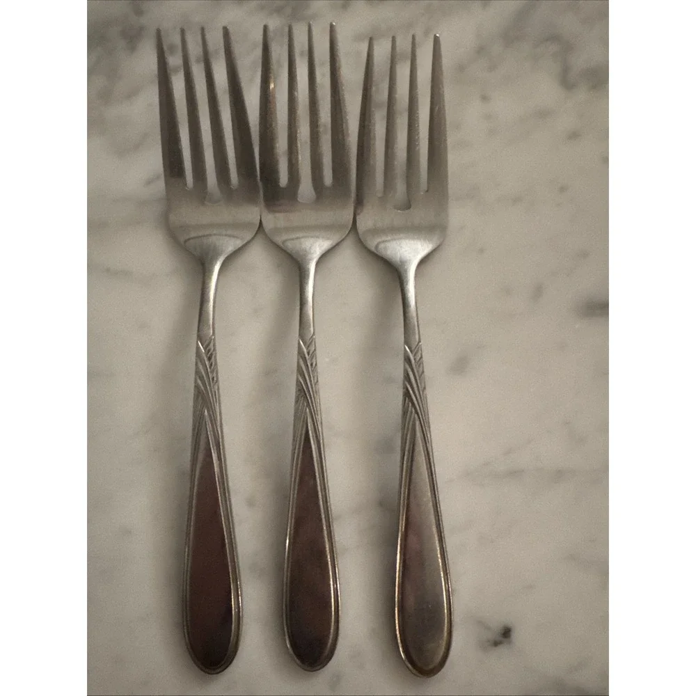 Rogers Stainless Korea Salad Forks Braided Wheat Pattern Vintage (3)